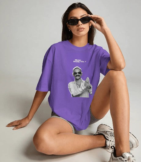 Oversized Print T-shirt - Mone Happy Aano