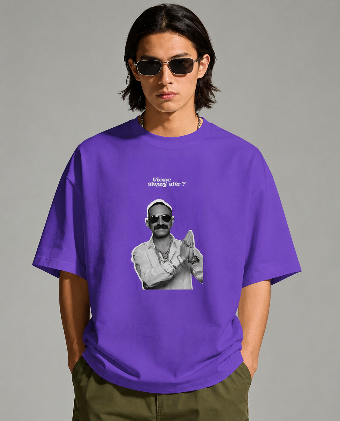 Oversized Print T-shirt - Mone Happy Aano