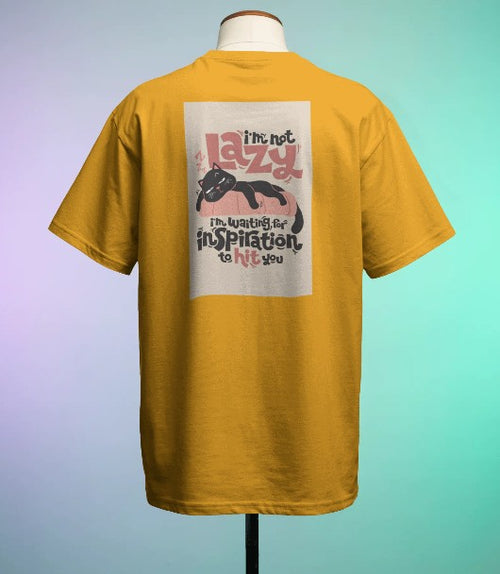 Back Printed Oversized T-shirt - I'm not Lazy, I'm waiting for inspiration