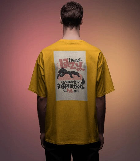 Back Printed Oversized T-shirt - I'm not Lazy, I'm waiting for inspiration