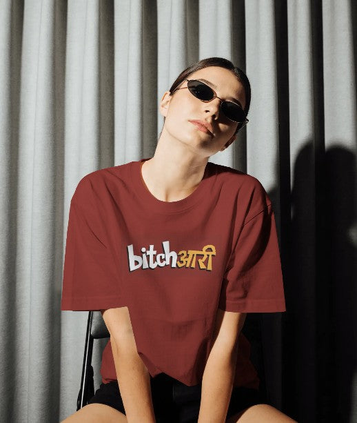 Oversized Printed T-shirt - Bitch aari