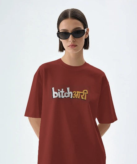Oversized Printed T-shirt - Bitch aari