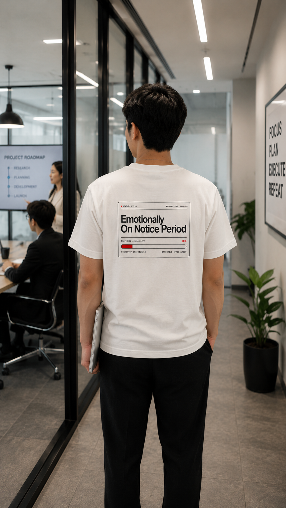 Emotionally on Notice Period Oversized Back Printed T-Shirt | THE SUB/STANCE