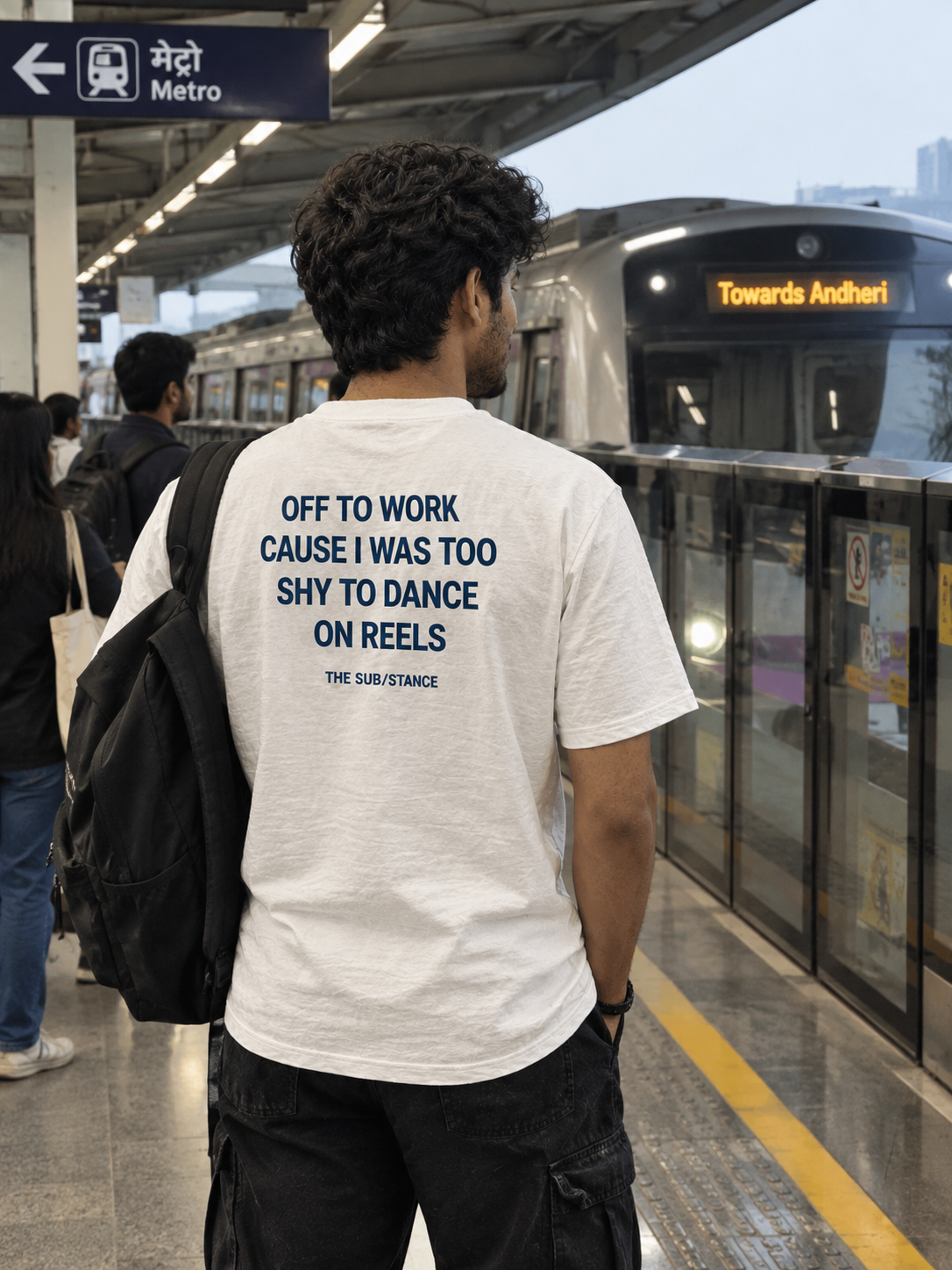 Off To Work Oversized Back Printed T-shirt | THE SUB/STANCE