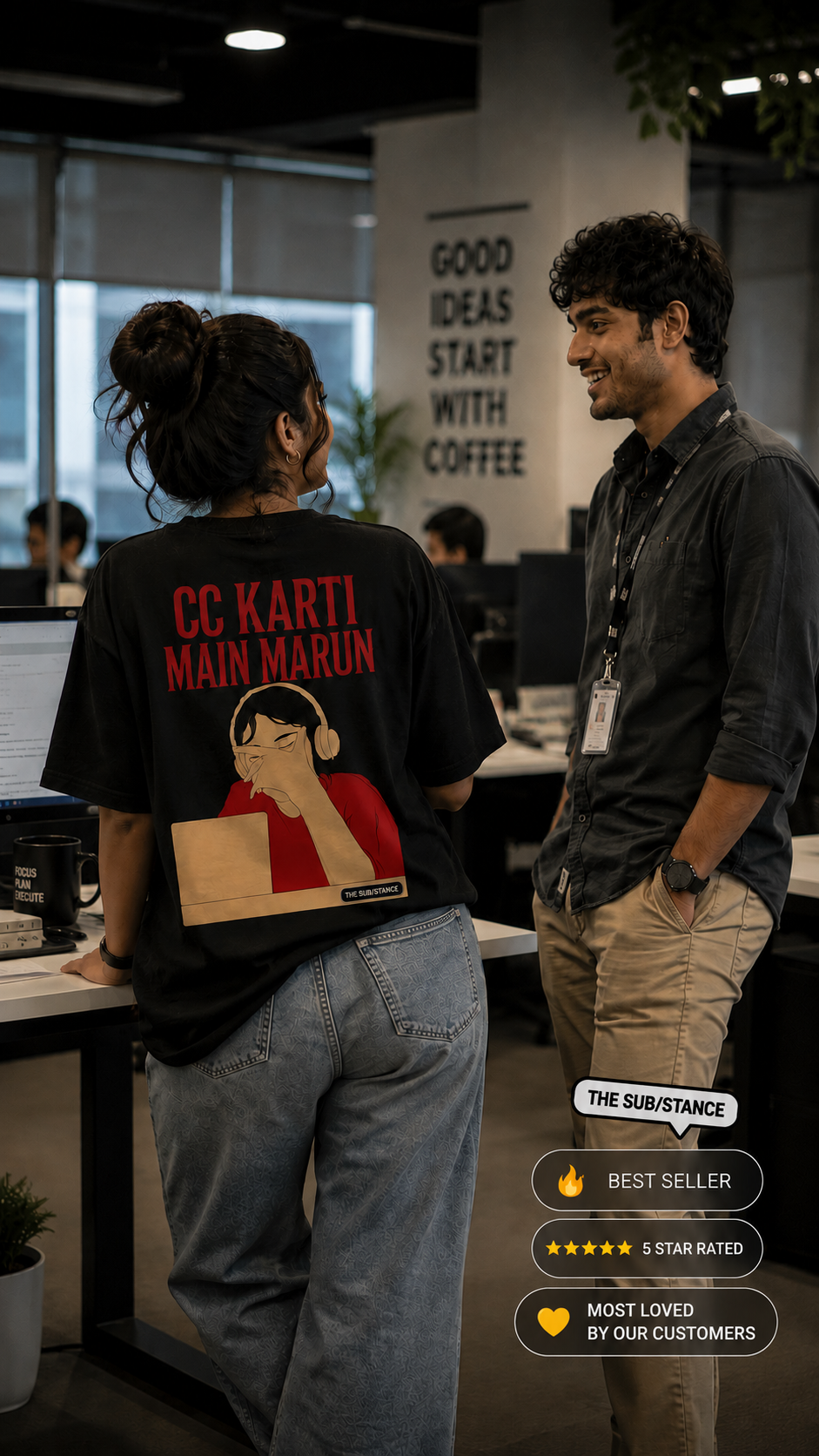 CC Karti Main Marun Oversized Back Printed T-Shirt | THE SUB/STANCE