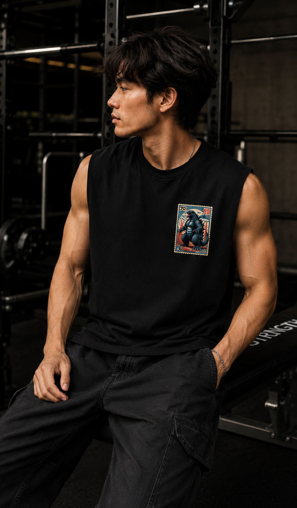Godzilla Sleeveless Printed T-Shirt | THE SUB/STANCE