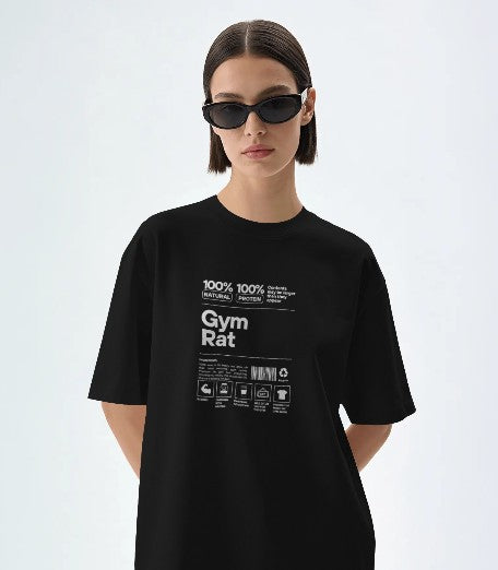 Oversized Printed T-shirt - Gym Rat