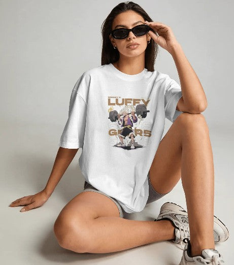 Oversized Printed T-shirt - Luffy Gears - Anime