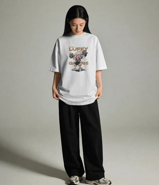 Oversized Printed T-shirt - Luffy Gears - Anime