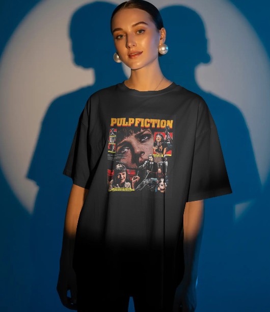 Oversized Printed T-shirt - Pulp Fiction
