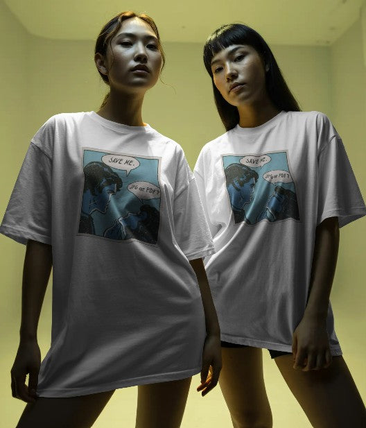 Oversized Printed T-shirt - Save me - JPG or PDF ?