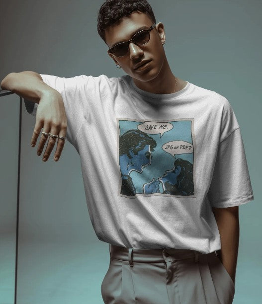 Oversized Printed T-shirt - Save me - JPG or PDF ?