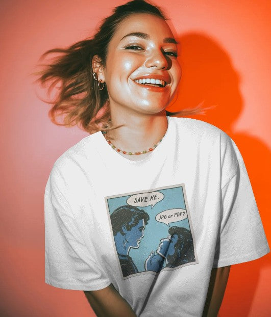 Oversized Printed T-shirt - Save me - JPG or PDF ?