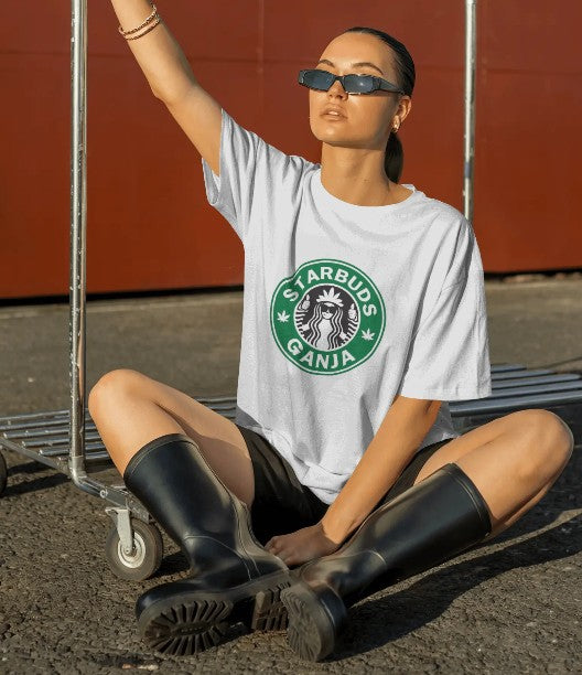 Oversized Printed T-shirt - Starbuds Ganja