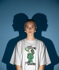Oversized Printed T-shirts - Stop Thinking Start Drinking