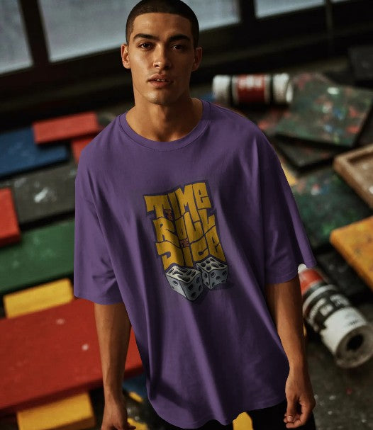 Oversized Printed T-shirt - Time To Roll The Dice