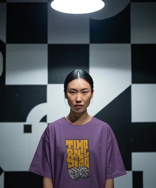 Oversized Printed T-shirt - Time To Roll The Dice