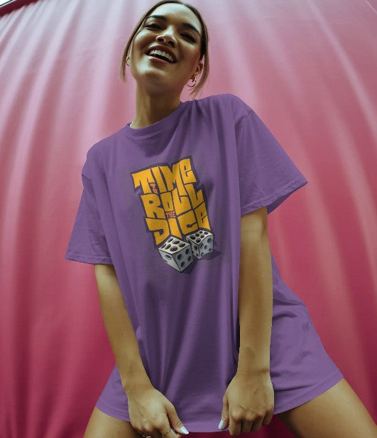 Oversized Printed T-shirt - Time To Roll The Dice