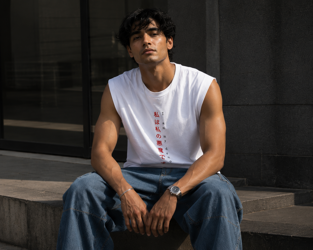 I am my Demon Sleeveless Printed T-Shirt | THE SUB/STANCE
