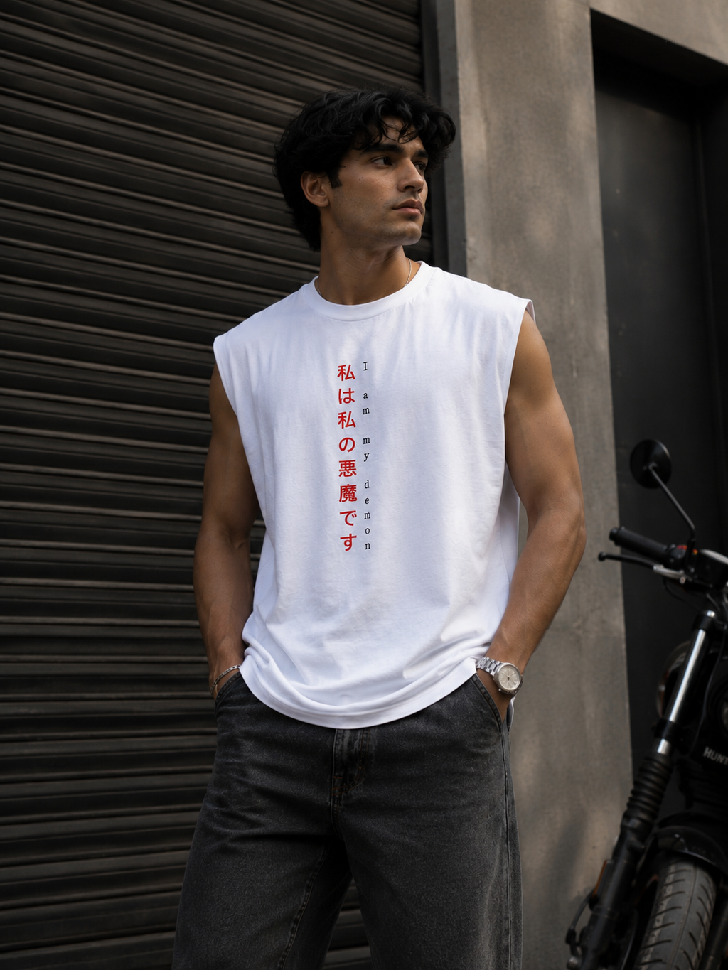 I am my Demon Sleeveless Printed T-Shirt | THE SUB/STANCE