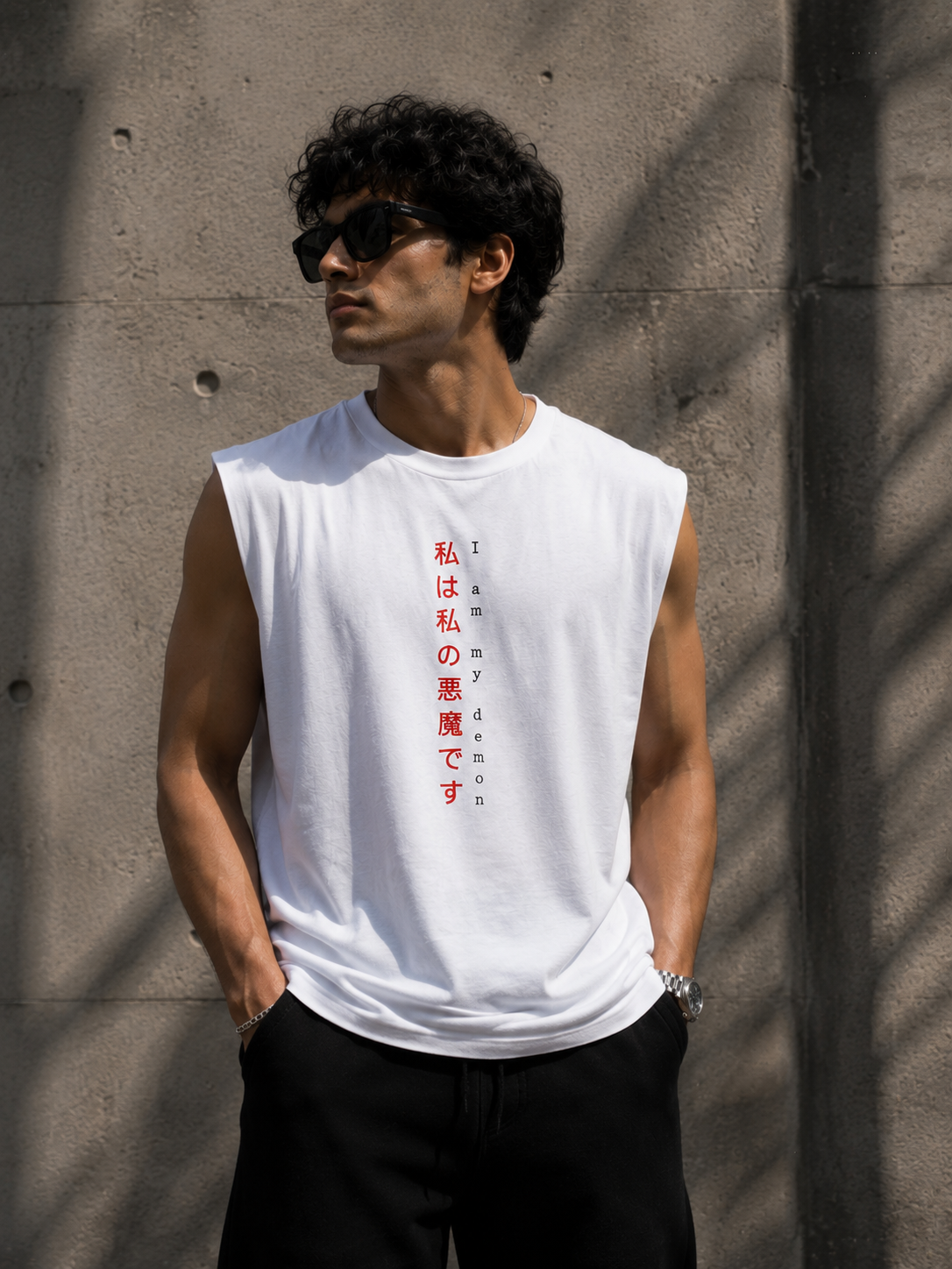 I am my Demon Sleeveless Printed T-Shirt | THE SUB/STANCE
