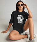Oversized Printed T-shirt - Wine, Dine and Sixty Nine