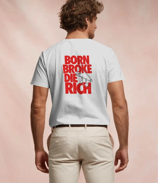 Back Printed Oversized T-shirt - Born Broke Die Rich