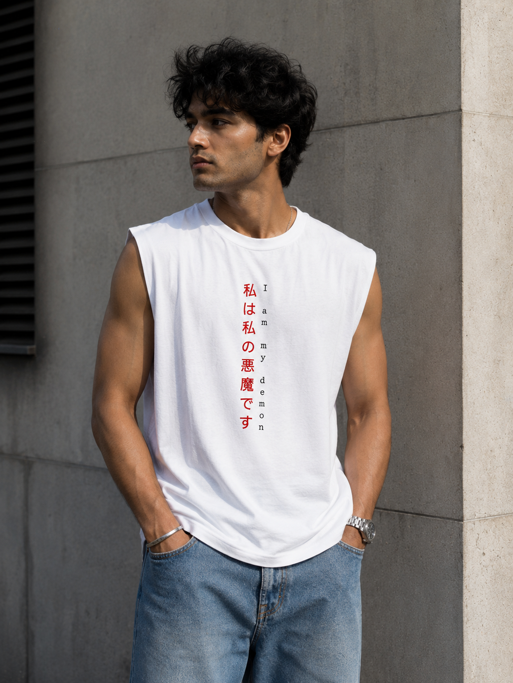 I am my Demon Sleeveless Printed T-Shirt | THE SUB/STANCE