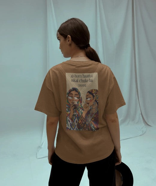 Back Printed Oversized T-shirt - Abb Hum Haath Se Nikal Chuke Hai Ustaad